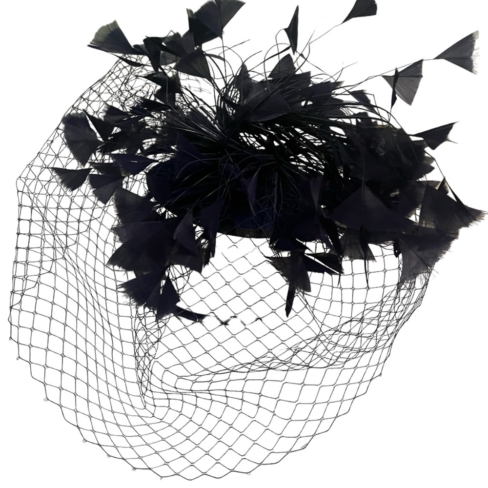 Navy Blue Feather fascinator headband Women’s - Picture 2 of 2